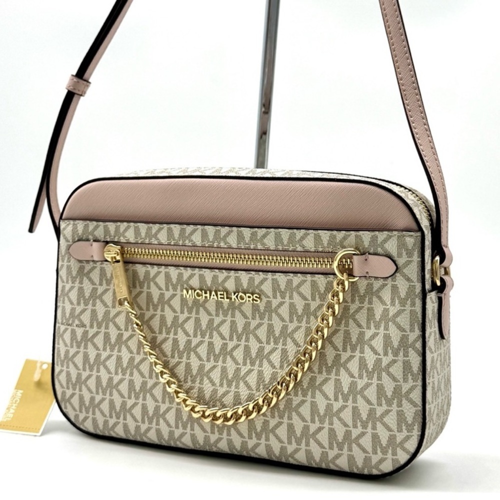 Michael Kors Large EW Zip Chain Xbody Crossbody Bag Powder Blush Multi